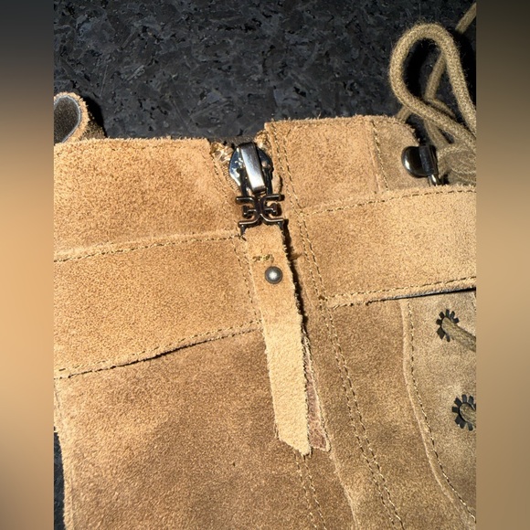 NEW SAM EDELMAN BROWN Junip Genuine Leather Suede Combat Boots Lace-Up Boots 9 - Picture 7 of 12